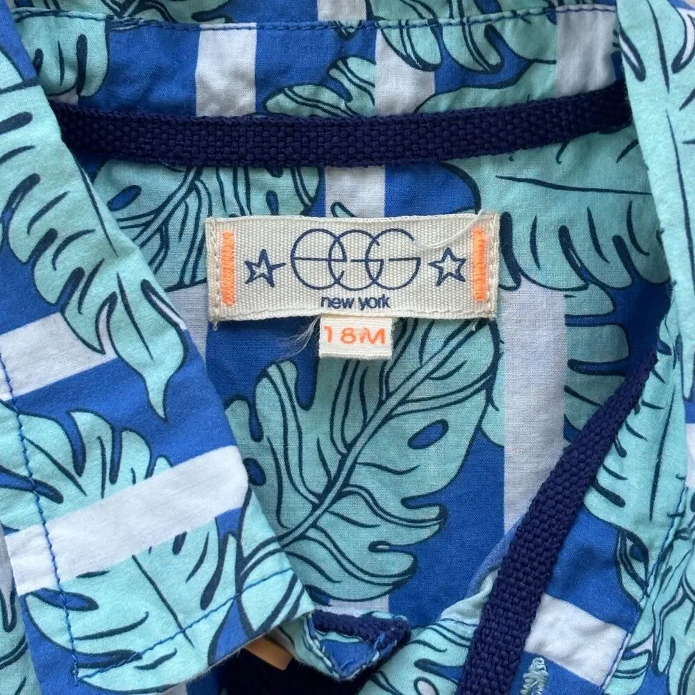 EGG New York Baby Boys Tropical Leaf Romper Short Sleeve One Piece 18M